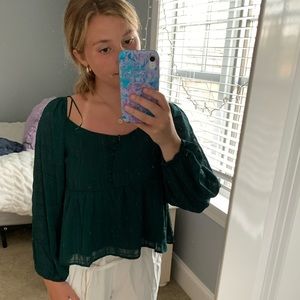 NWT Francesca’s Dark Green Blouse